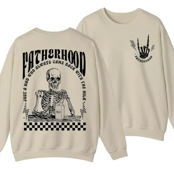 1-1-4.webp 2 Sides Fatherhood Sweatshirt, Just A Dad Who Always Came Back With The Milk Crewneck, Father’s Day Gift, Funny Dad Skeleton Shirt