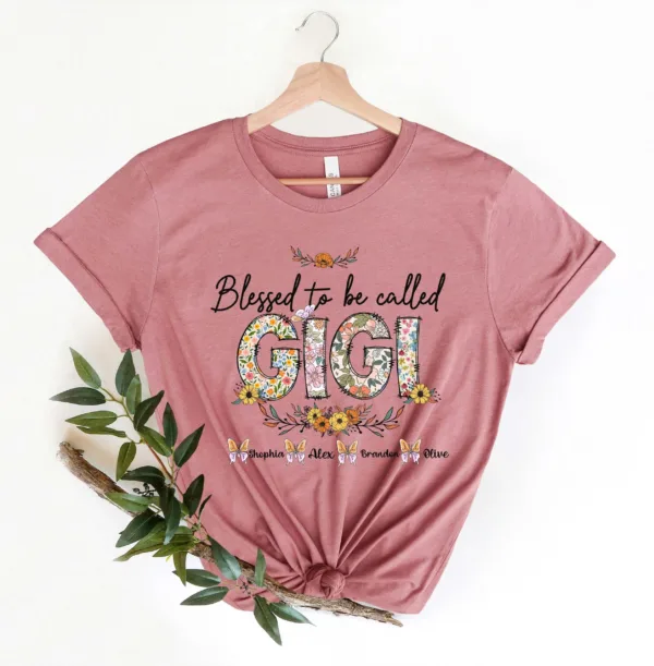 1-1-scaled-1.jpeg Blessed To Be Called Gigi Shirt - Custom Personalized Gigi Grandma T-Shirt - Mother's Day Gift