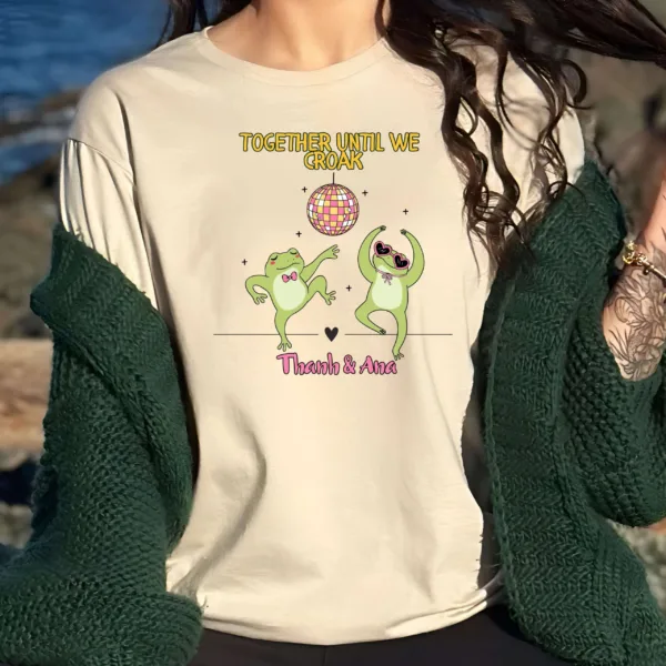 1-15-scaled-1.jpeg Custom Frog T-Shirt - Personalized Name - Unisex Retro Frog Shirt - Cottagecore Froggy Tee - Valentine's Day Anniversary Gift