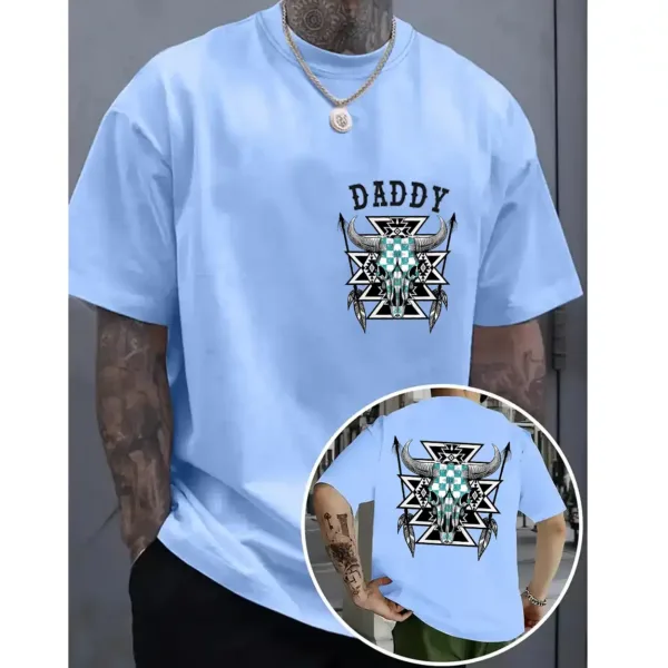 Aztec Cow Skull T-Shirt – Western Bull Skull Graphic Tee – Vintage Boho Rodeo Shirt – Unisex Country Outfit for Western Style Lovers