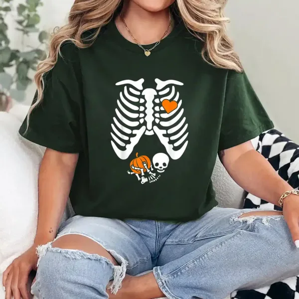 Women Skeleton Pregnancy Announcement Mom Halloween T-Shirt - Unisex, Gift for Halloween Day,  Gift for Mama