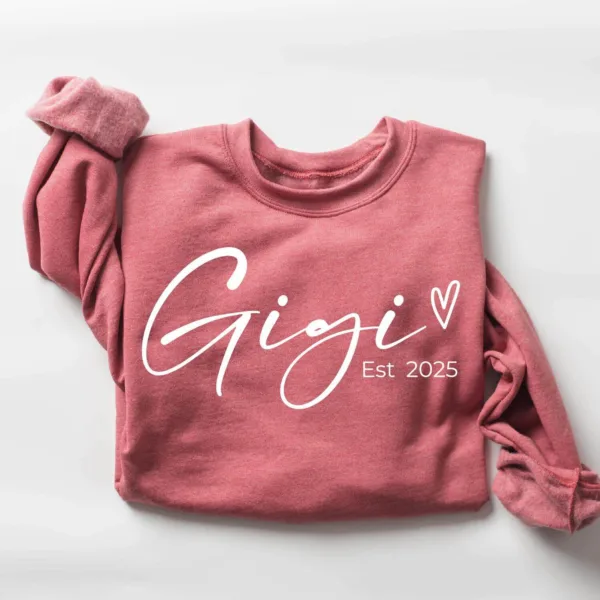 1-25.jpeg Personalized Gigi Est Sweatshirt, Mother's Day Gift, Grandma Sweatshirt, Gift for Grandmother, Nana Sweatshirt, Grammy Mimi Nonny Sweatshirt