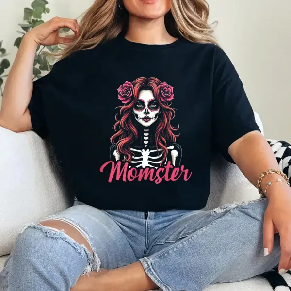 1-3-2-2.webp Womens Creepy Momster Tee Scary Mama Costume Horror Halloween Mom T-Shirt - Unisex, Gift for Halloween Day, Gift for Mama