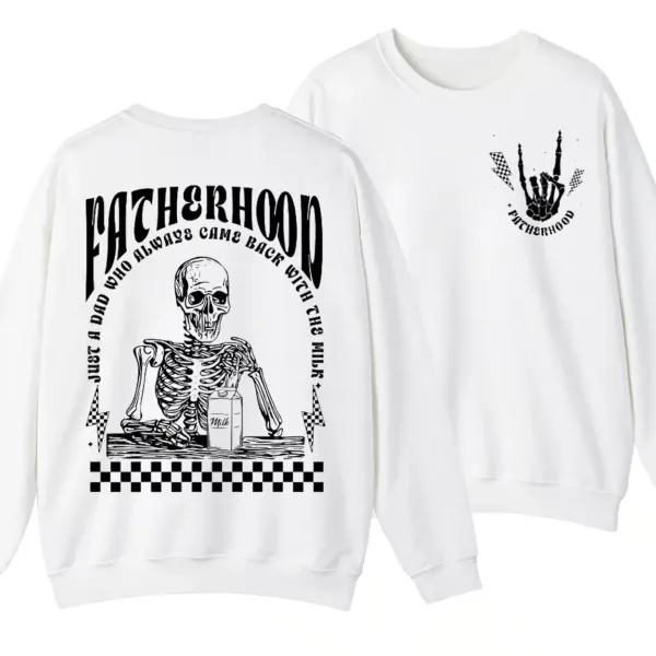 1-3-2.webp 2 Sides Fatherhood Sweatshirt, Just A Dad Who Always Came Back With The Milk Crewneck, Father’s Day Gift, Funny Dad Skeleton Shirt