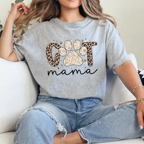 Funny Cat Mama T-Shirt – Retro Leopard Cat Mom Graphic Tee for Pet Lovers, Mother’s Day Gift for Cat Owners, Cute Animal Mom Shirt