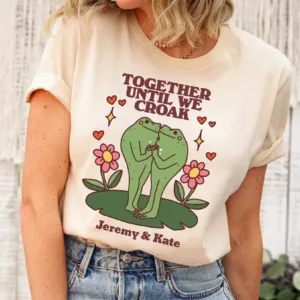 1-4.jpg Custom Frog T-Shirt – Personalized Name Cottagecore Froggy Tee, Oversized Unisex Gift for Toad & Frog Lovers, Anniversary & Mother's Day