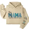 This Mama Wears Her Heart on Her Sleeve Hoodie  – Custom Mom Shirt with Kids’ Names, Personalized Mother’s Day Gift Idea