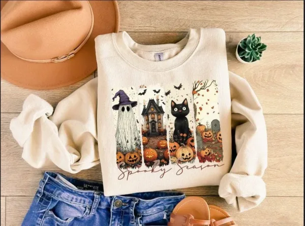 Cute Halloween Sweater, Womens Fall Tee, Spooky Season Gift