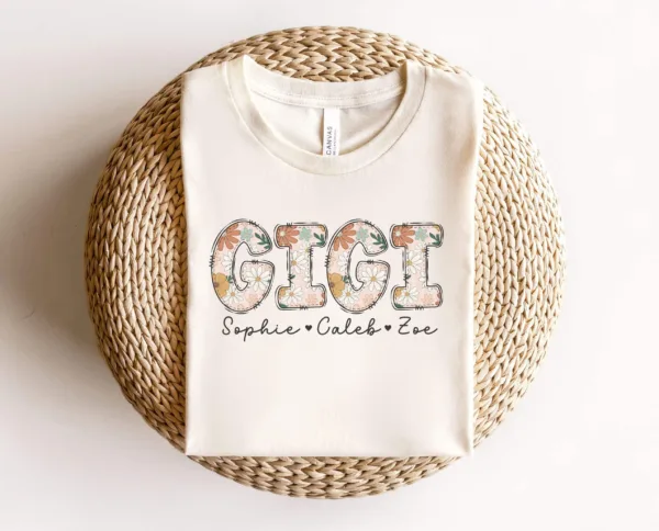 Personalized Gigi Shirt with Grandkids' Names - New Gigi Gift - Promoted to Gigi T-Shirt - Mother's Day Grandma Gift