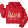 This Mama Wears Her Heart on Her Sleeve Hoodie – Custom Hoodie with Kids’ Names, Personalized Mother’s Day Gift for Mama