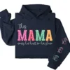 This Mama Wears Her Heart on Her Sleeve Hoodie – Custom Kids Names, Mother's Day