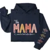 This Mama Wears Her Heart on Her Sleeve Hoodie – Custom Hoodie with Kids’ Names, Personalized Mother’s Day Gift for Mama