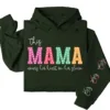 This Mama Wears Her Heart on Her Sleeve Hoodie – Custom Kids Names, Mother's Day