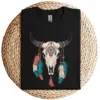 11-2-3-1.webp Boho Cow Skull Long Sleeve T-Shirt – Southwestern Bohemian Style – Vintage Western Graphic Tee – Comfortable Casual Wear for Cowgirls
