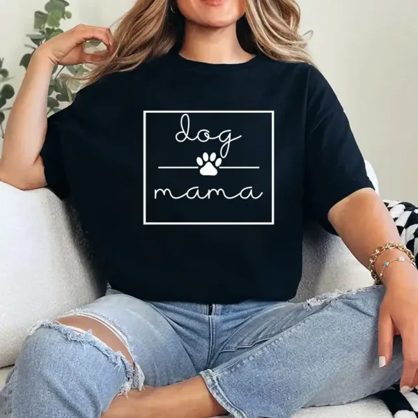 11-2-9.webp Dog Mama T-Shirt – Cute Dog Mom Gift, Pet Parent Shirt for Women, Dog Lover Tee, Mother's Day Outfit for Fur Mamas, Casual Pet Mom Top