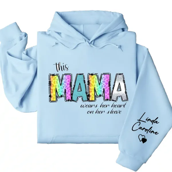 11-3-6.webp This Mama Wears Her Heart on Her Sleeve Hoodie – Cute Mom Hoodie – Mother's Day Gift, Custom Kids' Names Shirt