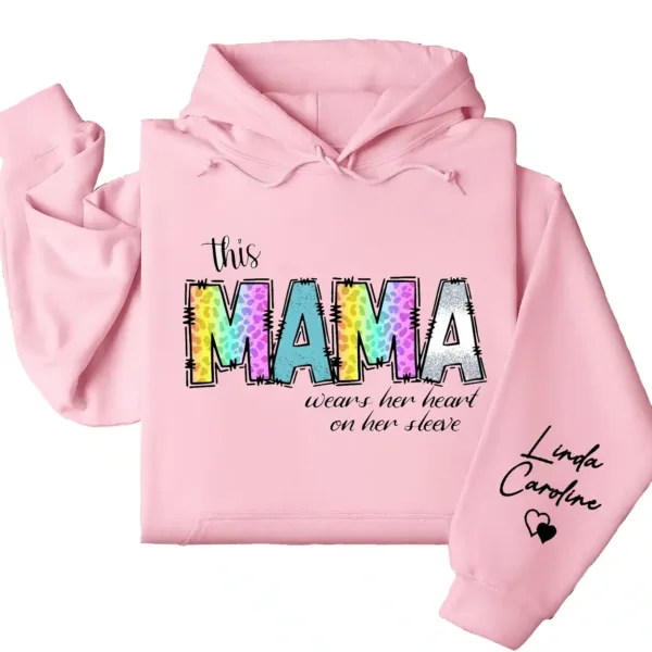 11-5-1.webp This Mama Wears Her Heart on Her Sleeve Hoodie – Cute Mom Hoodie – Mother's Day Gift, Custom Kids' Names Shirt