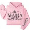 This Mama Wears Her Heart on Her Sleeve Hoodie – Custom Hoodie with Kids’ Names, Personalized Mother’s Day Gift for Mama
