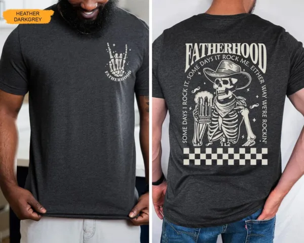 Fatherhood Beer T-Shirt, Skeleton Cool Dad Club Tee, Western Cowboy Dad, Father's Day Shirt, Funny First Time Dad Gift, New Dad