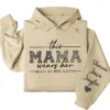 Personalized This Mama Wears Her Heart on Her Sleeve Hoodie – Mom Life, Blessed Mama, Motherhood Hoodie – Mother’s Day Gift