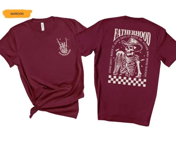Fatherhood Beer T-Shirt, Skeleton Cool Dad Club Tee, Western Cowboy Dad, Father's Day Shirt, Funny First Time Dad Gift, New Dad