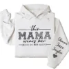 Personalized This Mama Wears Her Heart on Her Sleeve Hoodie – Mom Life, Blessed Mama, Motherhood Hoodie – Mother’s Day Gift