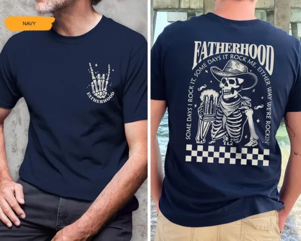 Fatherhood Beer T-Shirt, Skeleton Cool Dad Club Tee, Western Cowboy Dad, Father's Day Shirt, Funny First Time Dad Gift, New Dad