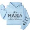 Personalized This Mama Wears Her Heart on Her Sleeve Hoodie – Mom Life, Blessed Mama, Motherhood Hoodie – Mother’s Day Gift
