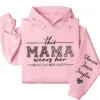 Personalized This Mama Wears Her Heart on Her Sleeve Hoodie – Mom Life, Blessed Mama, Motherhood Hoodie – Mother’s Day Gift