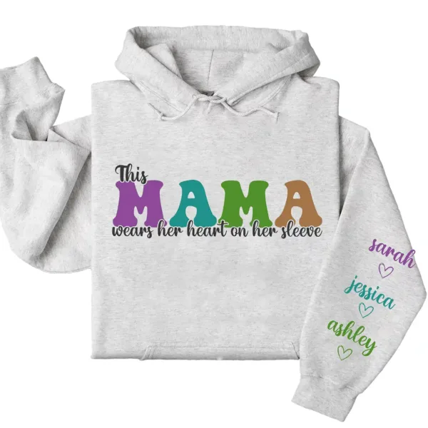 12-6.webp This Mama Wears Her Heart on Her Sleeve Hoodie – Custom Hoodie with Kids’ Names, Personalized Mother’s Day Gift for Mom