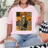 13-2-3.webp Women Halloween Wine Mama Messy Bun Cat Skeleton Coquette T-Shirt - Unisex, Gift for Halloween Day, Gift for Mama