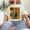 13-4-2.webp Women Halloween Wine Mama Messy Bun Cat Skeleton Coquette T-Shirt - Unisex, Gift for Halloween Day, Gift for Mama