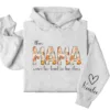 Personalized This Mama Wears Her Heart on Her Sleeve Hoodie – Retro Floral Mom, Custom Kids' Names – Mother’s Day Gift