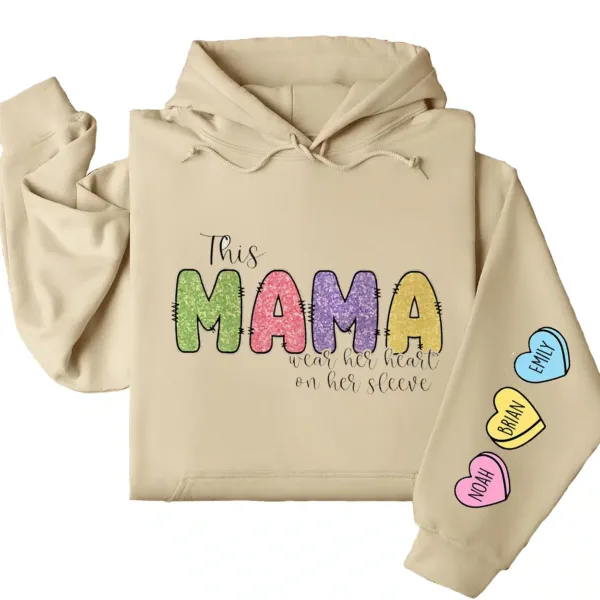 13-4-4.webp This Mama Wears Her Heart on Her Sleeve Hoodie – Custom Hoodie with Kids’ Names, Personalized Mother’s Day Gift for Mama