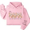 Personalized This Mama Wears Her Heart on Her Sleeve Hoodie – Retro Floral Mom, Custom Kids' Names – Mother’s Day Gift