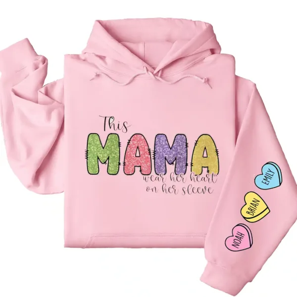 13-5-2.webp This Mama Wears Her Heart on Her Sleeve Hoodie – Custom Hoodie with Kids’ Names, Personalized Mother’s Day Gift for Mama