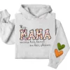 This Mama Wears Her Heart on Her Sleeve Hoodie – Custom Hoodie with Kids’ Names, Personalized Mother’s Day Gift for Mama