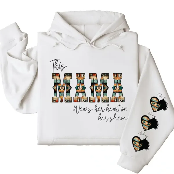 14-2-5.webp Western Mama Wears Her Heart on Her Sleeve Hoodie – Personalized Aztec Heart & Horse Graphic, Cowboy Font, Mother’s Day or Birthday Gift