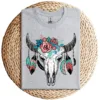 Vintage Cow Skull with Flowers T-Shirt – Western Boho Graphic Tee for Men and Women – Country Cowgirl Cowboy Gift Shirt