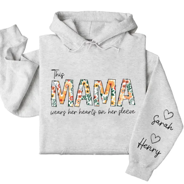 15-1-6.webp This Mama Wears Her Heart on Her Sleeve Hoodie – Floral Mama, Custom Hoodie with Kids’ Names, Personalized Mother’s Day Gift for Mama