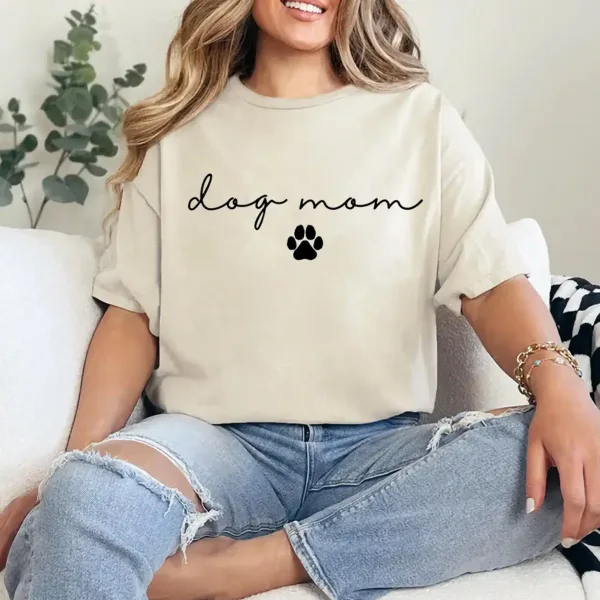 15-1-8.webp Dog Mom T-Shirt – Pet Lover Tee for Women, Cute Fur Mama Shirt, Dog Mom Gift Idea, Casual Outfit for Dog Owners