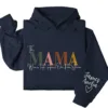 This Mama Wears Her Heart on Her Sleeve Hoodie – Custom Hoodie with Kids’ Names, Personalized Mother’s Day Gift for Mama