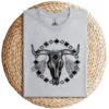 15-3-2.webp Vintage Cow Bull Skull T-Shirt – BOHO Southwestern Aztec Feather Design – Rustic Western Graphic Tee – Unique Cowgirl & Cowboy Shirt