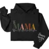 This Mama Wears Her Heart on Her Sleeve Hoodie – Custom Hoodie with Kids’ Names, Personalized Mother’s Day Gift for Mama