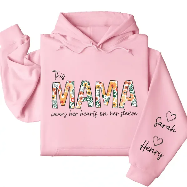 15-5-2.webp This Mama Wears Her Heart on Her Sleeve Hoodie – Floral Mama, Custom Hoodie with Kids’ Names, Personalized Mother’s Day Gift for Mama