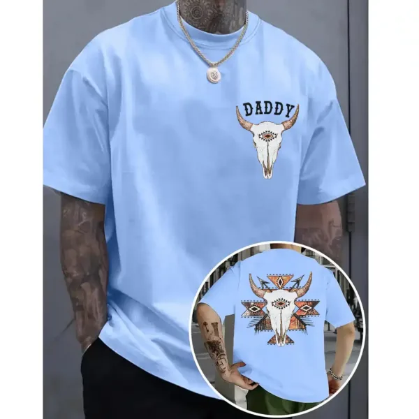 Rustic Aztec Cow Skull Shirt – Bull Skull Western Graphic Tee for Women – Rodeo Queen Gypsy Style T-Shirt – Country Boho Outfit