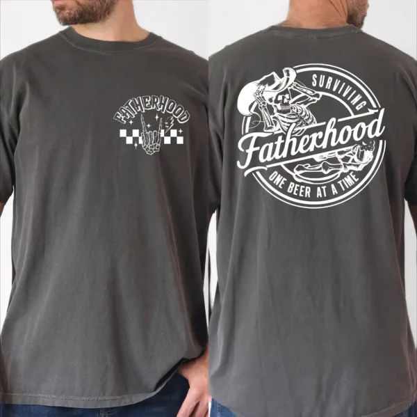 Fatherhood T-Shirt, Surviving Fatherhood One Beer At A Time, Comfort Colors Funny Father Tee, Drinking Husband, Fathers Day Gift, Gift for Dad