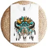 Western Boho Sunflowers Turquoise Cow Bull Skull T-Shirt – Country Cowgirl Graphic Tee – Vintage Rodeo Western Shirt for Women