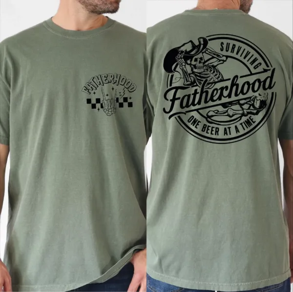 Fatherhood T-Shirt, Surviving Fatherhood One Beer At A Time, Comfort Colors Funny Father Tee, Drinking Husband, Fathers Day Gift, Gift for Dad