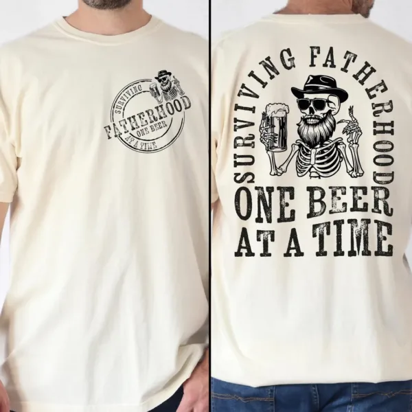 19-1-4.webp Fatherhood T-Shirt, Dad Shirt, Funny Skeleton Dad Tee, Retro Fathers Day Shirt Gift for Husband, Cool Dad Club Shirt